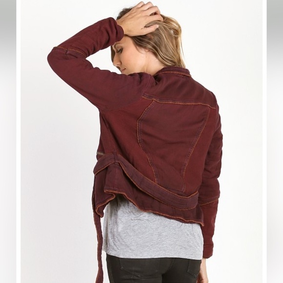 Free People Double Cloth Twill Wrap Jacket BlackBerry XS - Picture 5 of 16